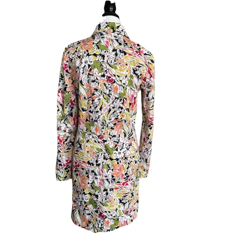 Kenar Floral Trench Coat Spring Jacket Long Blazer Women 6 Cotton White Green - Picture 4 of 7